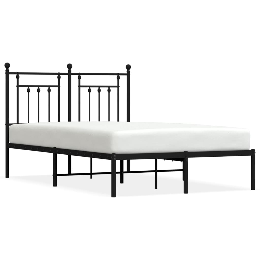 vidaXL Bed Frame | Black | Powder-Coated Steel | Double | Bed Frame