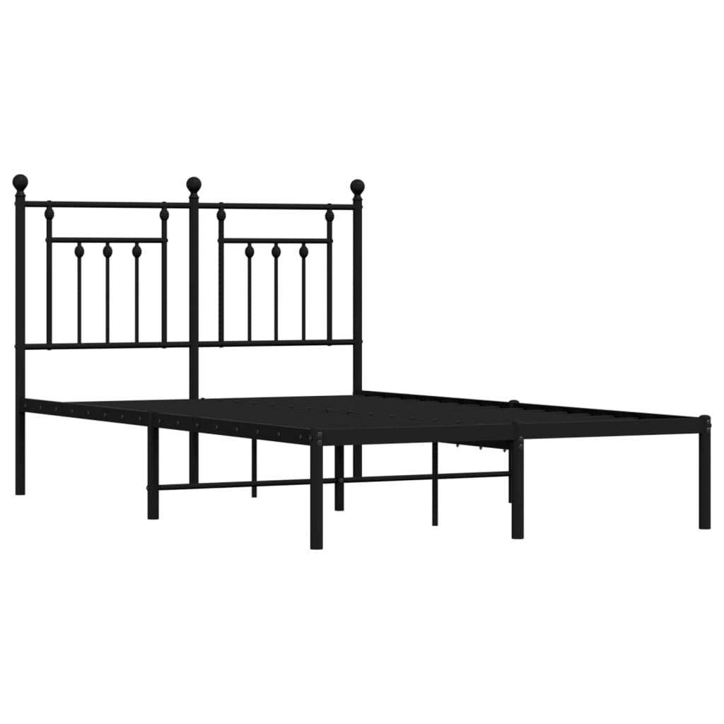 vidaXL Bed Frame | Black | Powder-Coated Steel | Double | Bed Frame