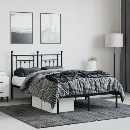 vidaXL Bed Frame | Black | Powder-Coated Steel | Double | Bed Frame