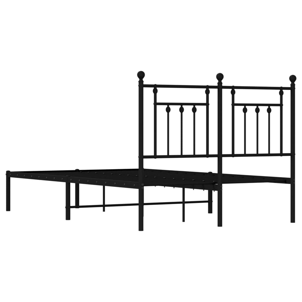 vidaXL Bed Frame | Black | Powder-Coated Steel | Double | Bed Frame