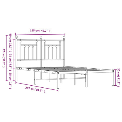 vidaXL Bed Frame | Black | Powder-Coated Steel | Double | Bed Frame