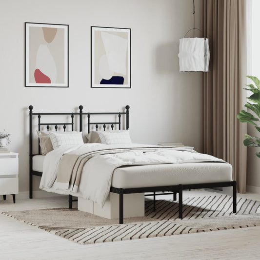 vidaXL Bed Frame | Black | Powder-Coated Steel | Double | Bed Frame