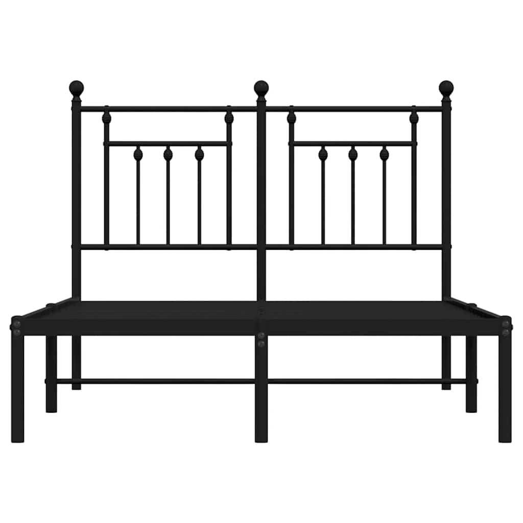 vidaXL Metal Bed Frame without Mattress with Headboard Black 135x190cm