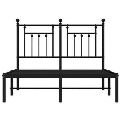 vidaXL Metal Bed Frame without Mattress with Headboard Black 135x190cm