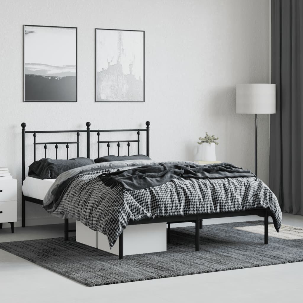 vidaXL Bed Frame | Black | Steel | 140x190 cm | Bed Frame | Rectangular