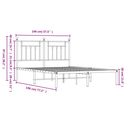 vidaXL Bed Frame | Black | Steel | 140x190 cm | Bed Frame | Rectangular