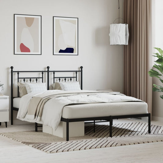 vidaXL Bed Frame | Black | Steel | 140x190 cm | Bed Frame | Rectangular