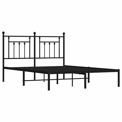 vidaXL Metal Bed Frame without Mattress with Headboard Black 150x200cm