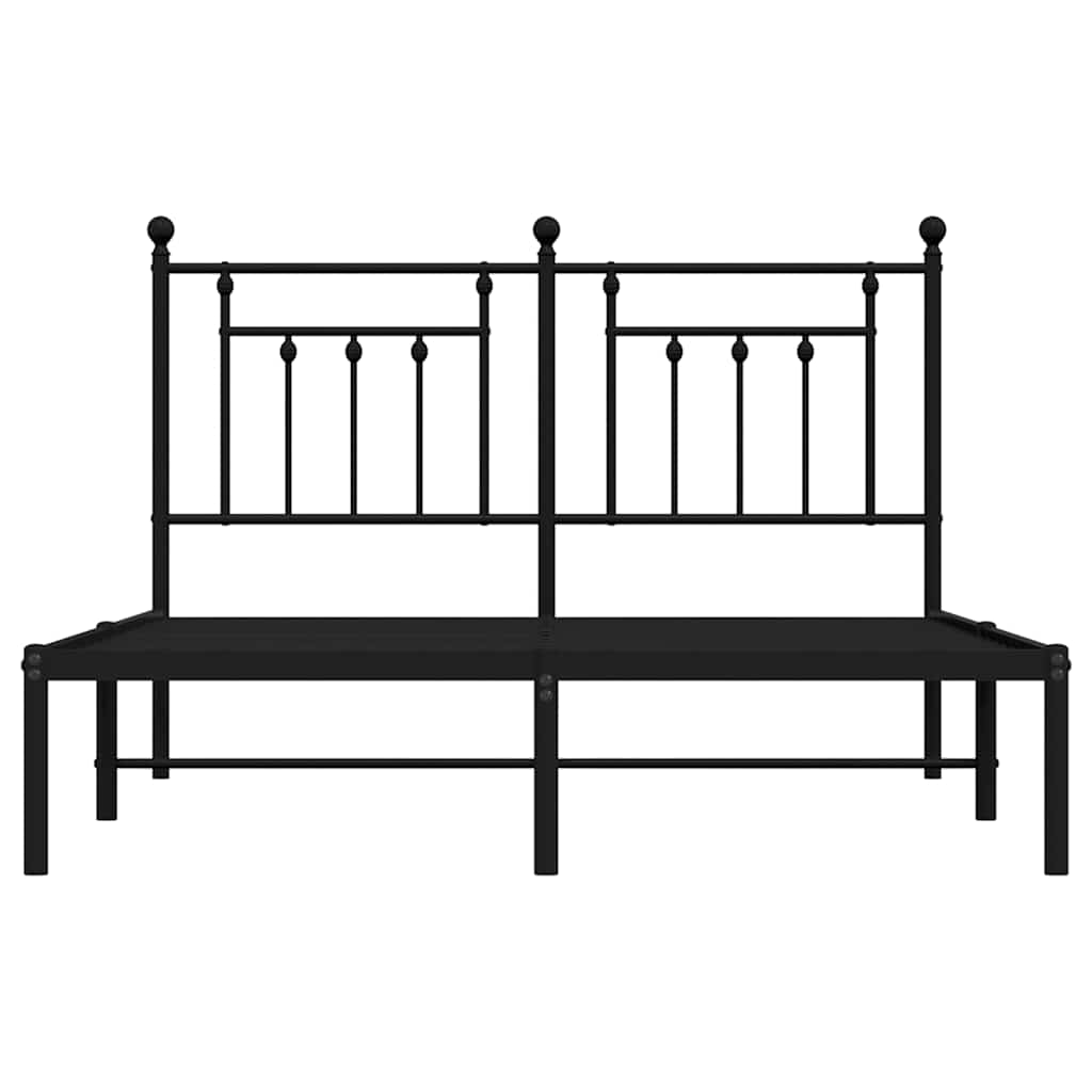 vidaXL Metal Bed Frame without Mattress with Headboard Black 150x200cm