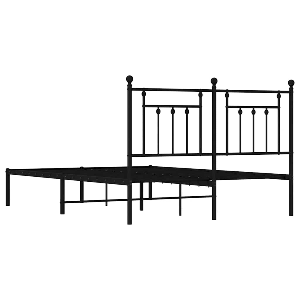 vidaXL Metal Bed Frame without Mattress with Headboard Black 150x200cm
