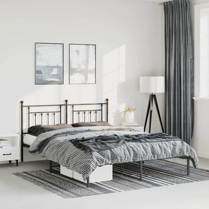vidaXL Metal Bed Frame without Mattress with Headboard Black 150x200cm