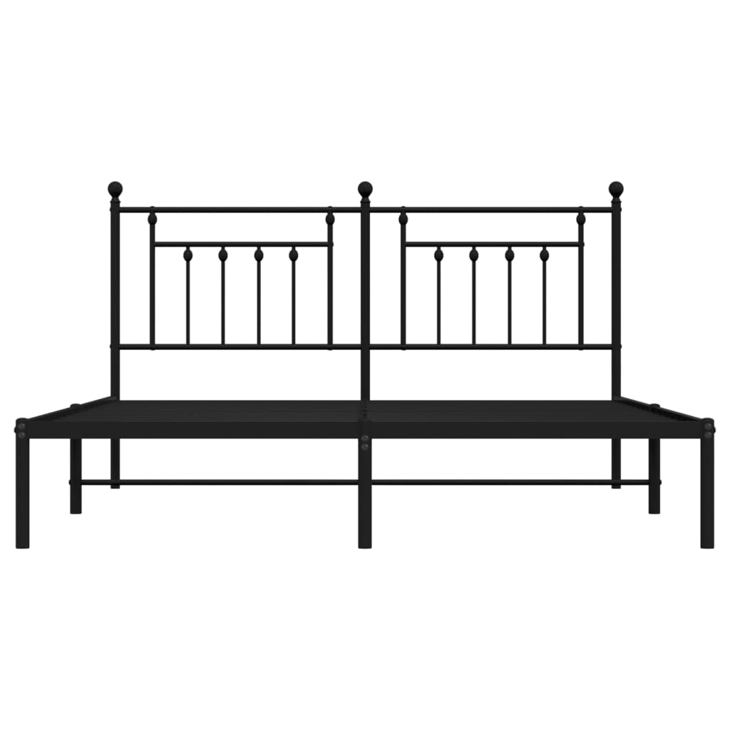 vidaXL Metal Bed Frame without Mattress with Headboard Black 160x200cm