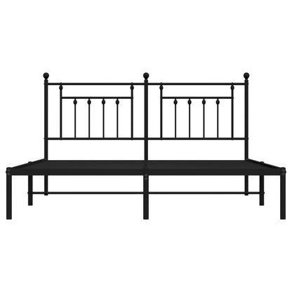 vidaXL Metal Bed Frame without Mattress with Headboard Black 180x200cm