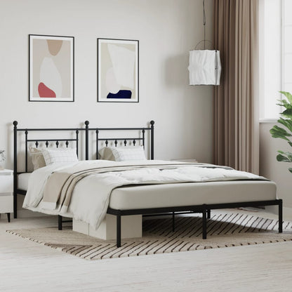 vidaXL Metal Bed Frame without Mattress with Headboard Black 180x200cm