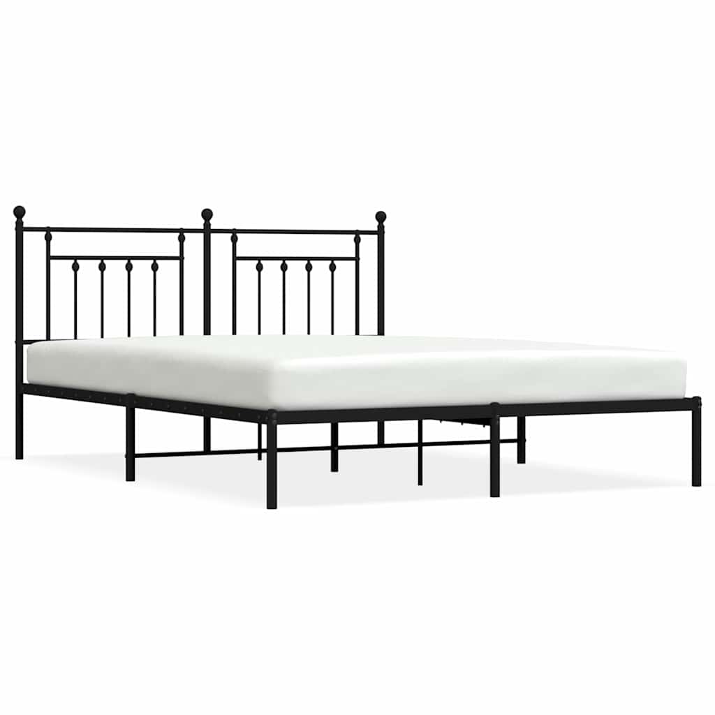vidaXL Bed Frame | Black | Powder-Coated Steel | Double | Bed Frame