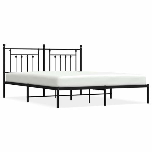 vidaXL Bed Frame | Black | Powder-Coated Steel | Double | Bed Frame