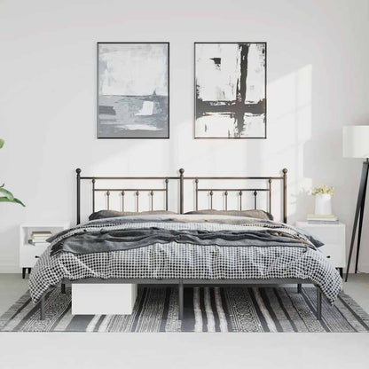 vidaXL Bed Frame | Black | Powder-Coated Steel | Double | Bed Frame