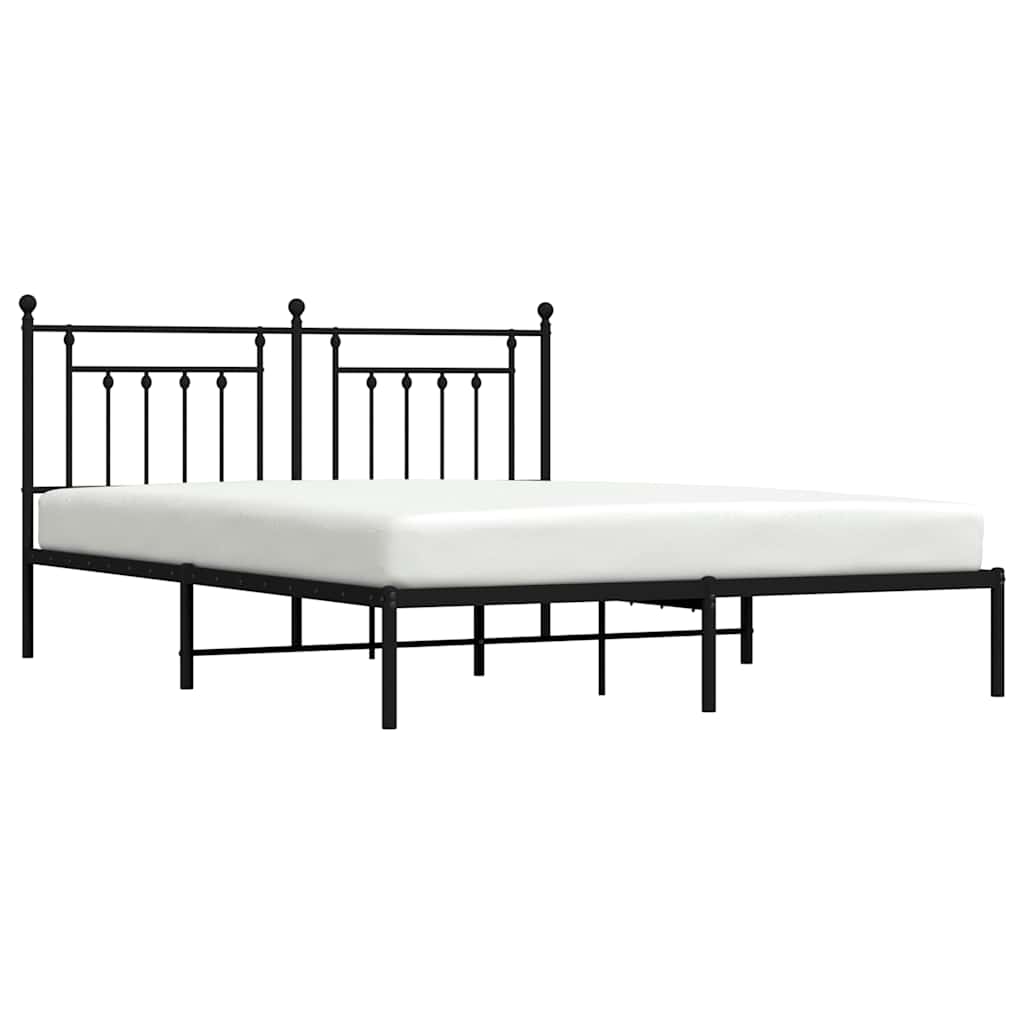 vidaXL Bed Frame | Black | Powder-Coated Steel | Double | Bed Frame