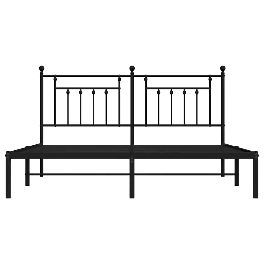vidaXL Bed Frame | Black | Powder-Coated Steel | Double | Bed Frame