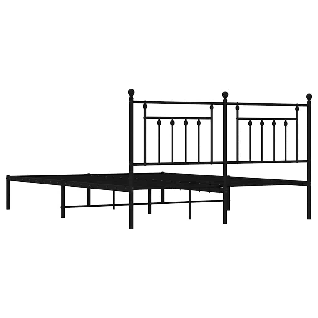 vidaXL Bed Frame | Black | Powder-Coated Steel | Double | Bed Frame