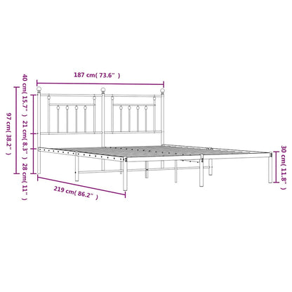 vidaXL Bed Frame | Black | Powder-Coated Steel | Double | Bed Frame