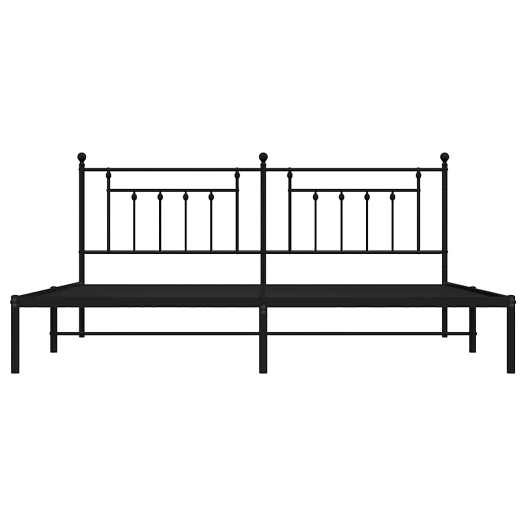 vidaXL Metal Bed Frame without Mattress with Headboard Black 193x203cm