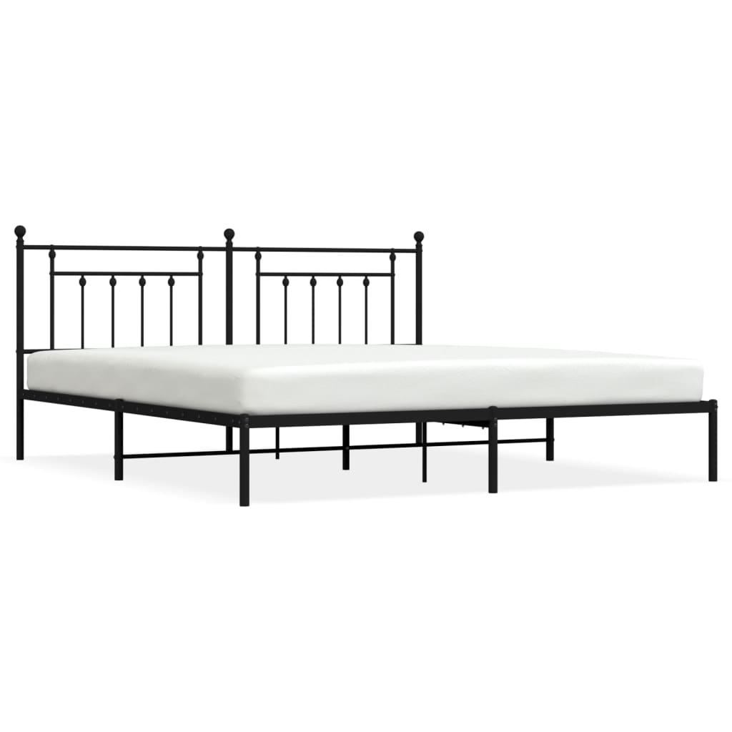 vidaXL Bed Frame | Black | Powder-Coated Steel | 200x200 cm | Bed Frame
