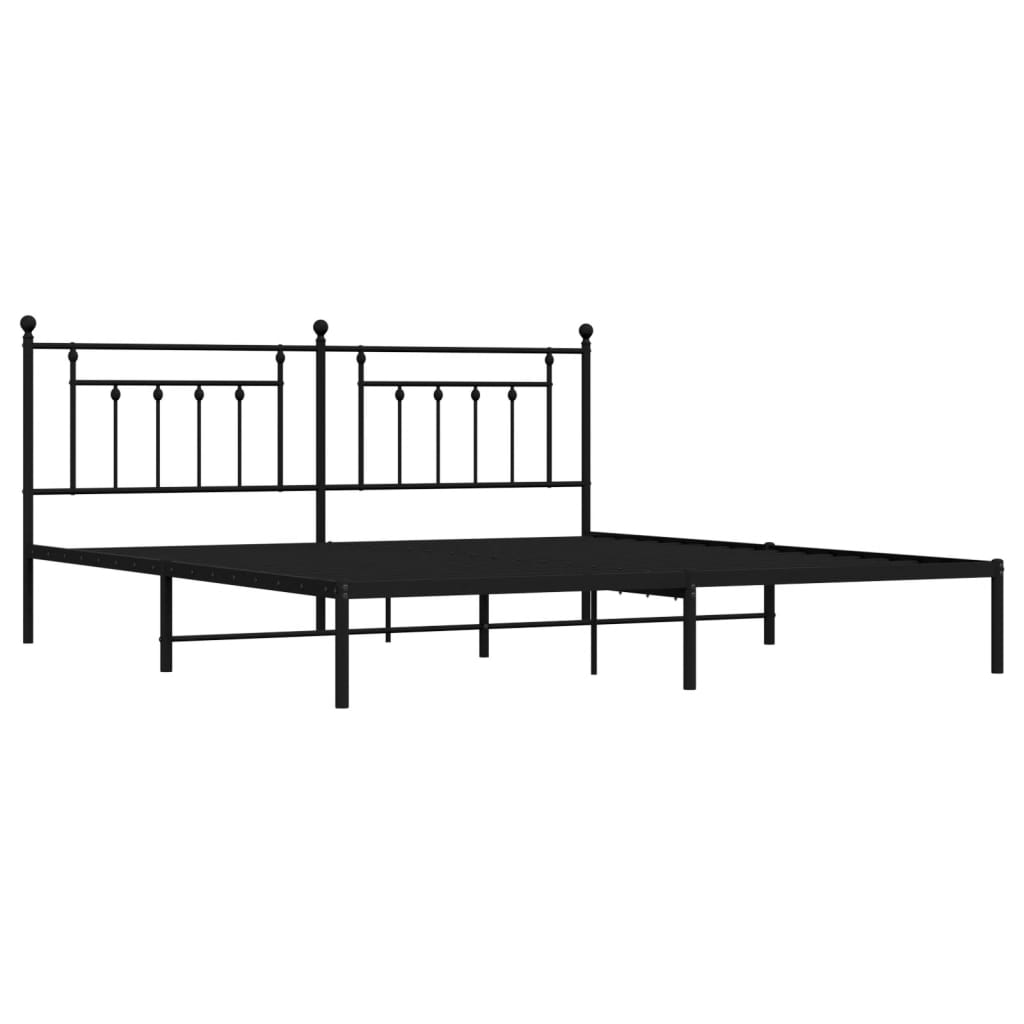 vidaXL Bed Frame | Black | Powder-Coated Steel | 200x200 cm | Bed Frame