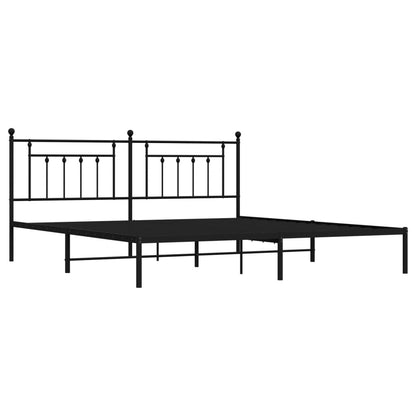 vidaXL Bed Frame | Black | Powder-Coated Steel | 200x200 cm | Bed Frame