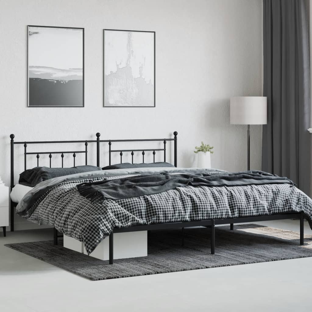 vidaXL Bed Frame | Black | Powder-Coated Steel | 200x200 cm | Bed Frame