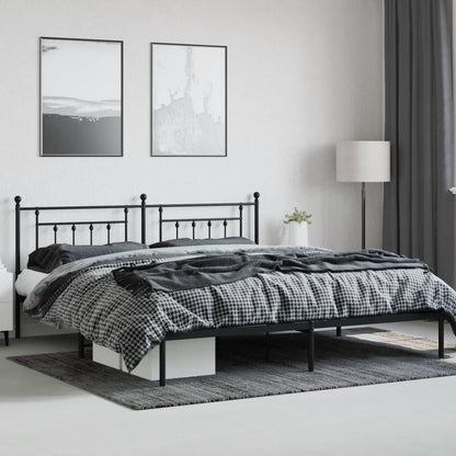 vidaXL Bed Frame | Black | Powder-Coated Steel | 200x200 cm | Bed Frame