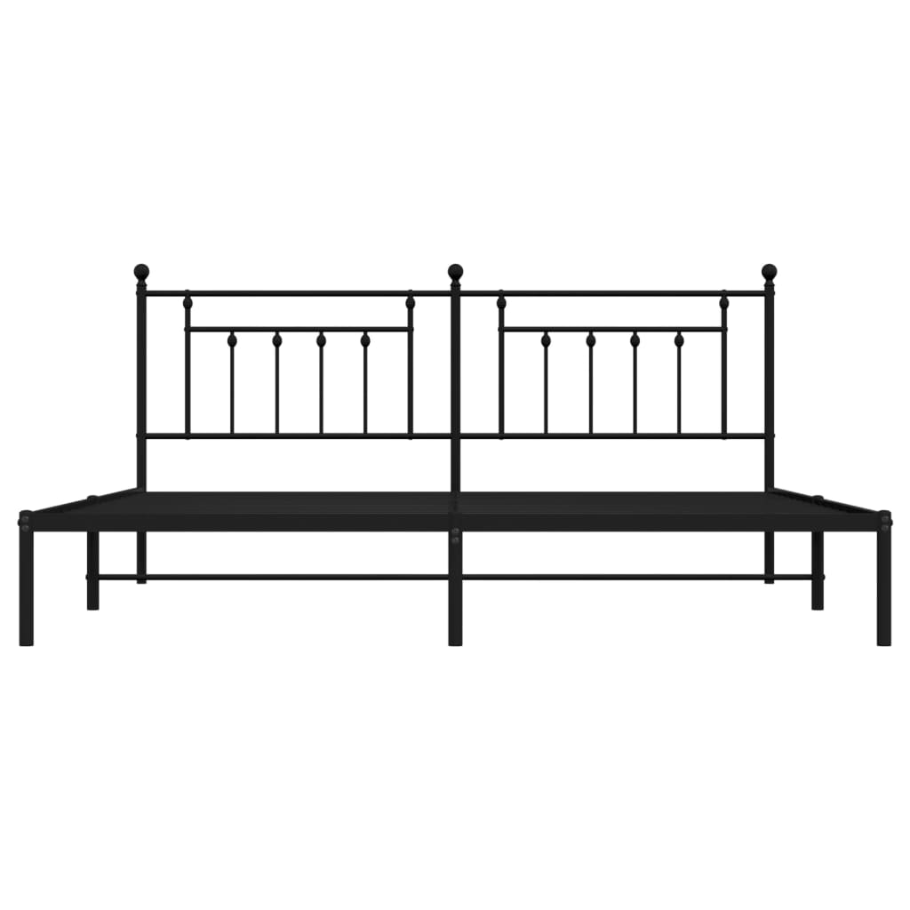 vidaXL Bed Frame | Black | Powder-Coated Steel | 200x200 cm | Bed Frame