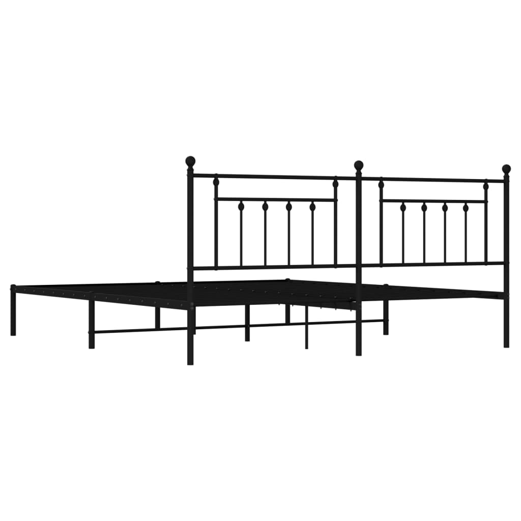 vidaXL Bed Frame | Black | Powder-Coated Steel | 200x200 cm | Bed Frame