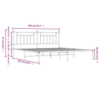 vidaXL Bed Frame | Black | Powder-Coated Steel | 200x200 cm | Bed Frame