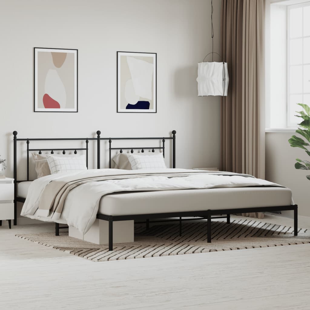vidaXL Bed Frame | Black | Powder-Coated Steel | 200x200 cm | Bed Frame