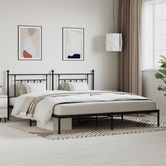 vidaXL Bed Frame | Black | Powder-Coated Steel | 200x200 cm | Bed Frame