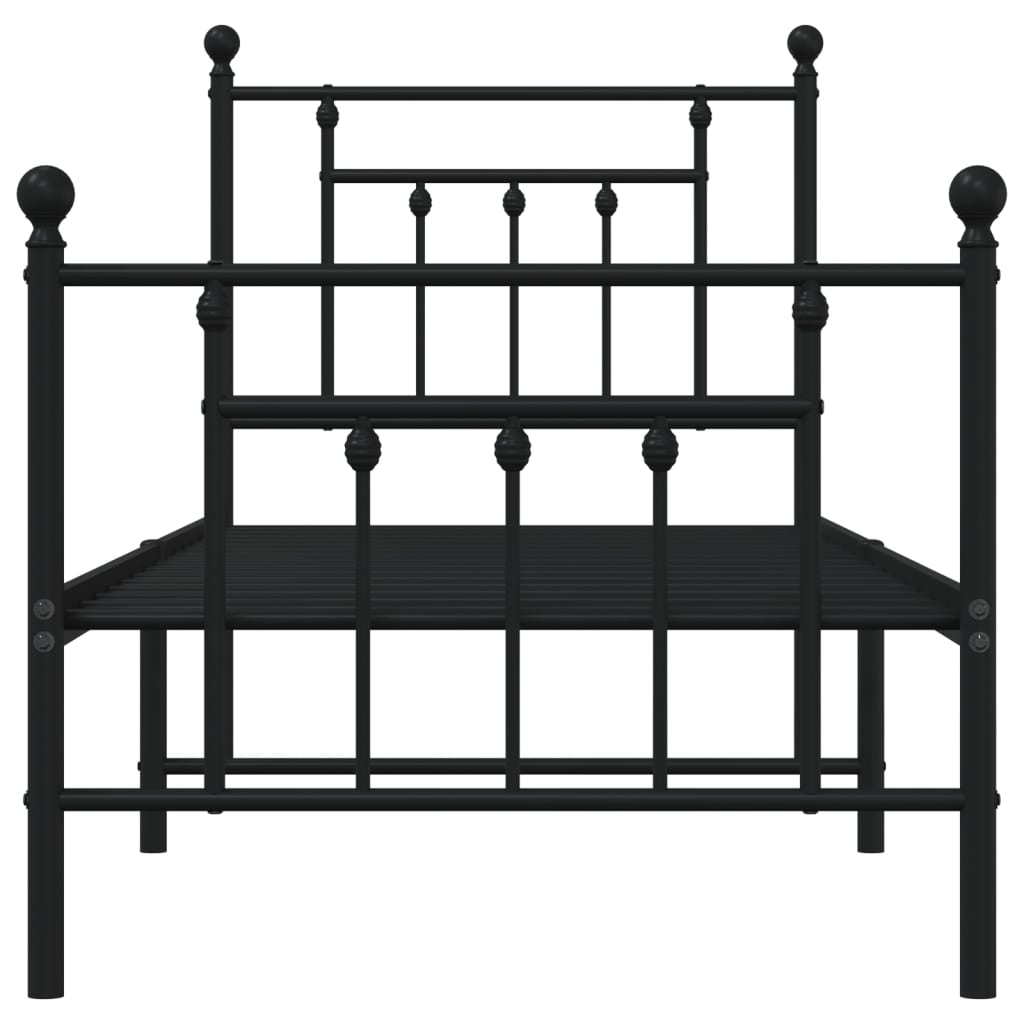 vidaXL Metal Bed Frame without Mattress with Footboard Black 75x190cm
