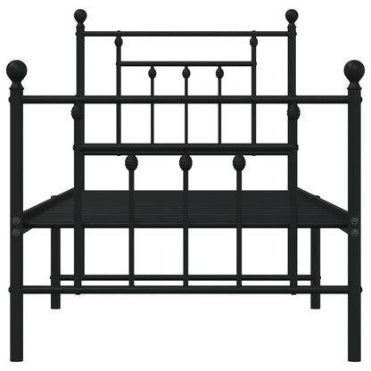 vidaXL Metal Bed Frame without Mattress with Footboard Black 75x190cm