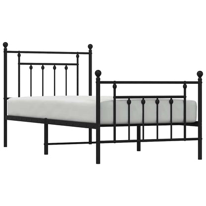 vidaXL Bed Frame | Black | Powder-Coated Steel | Single | Metal Bed Frame