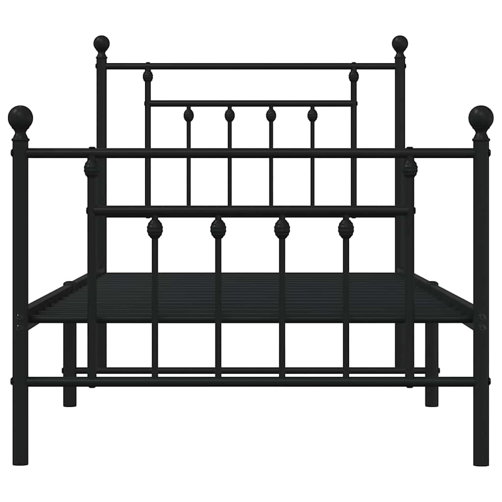 vidaXL Bed Frame | Black | Powder-Coated Steel | Single | Metal Bed Frame