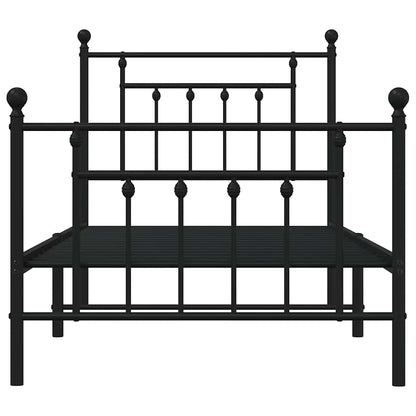 vidaXL Bed Frame | Black | Powder-Coated Steel | Single | Metal Bed Frame
