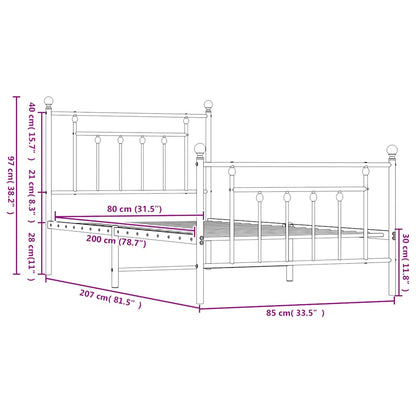 vidaXL Bed Frame | Black | Powder-Coated Steel | Single | Metal Bed Frame