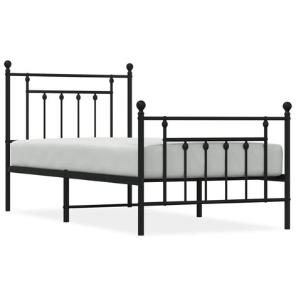 vidaXL Bed Frame | Black | Powder-Coated Steel | Single | Bed Frame