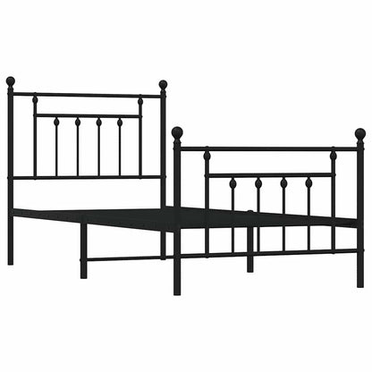 vidaXL Bed Frame | Black | Powder-Coated Steel | Single | Bed Frame