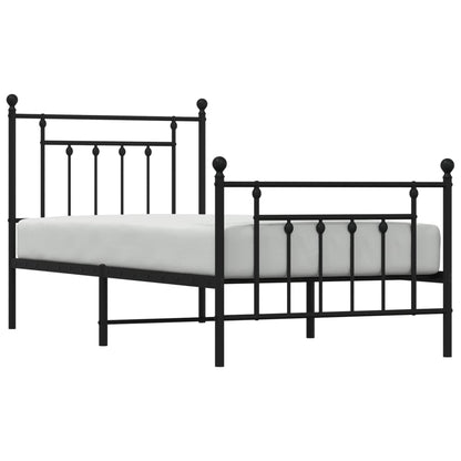 vidaXL Bed Frame | Black | Powder-Coated Steel | Single | Bed Frame