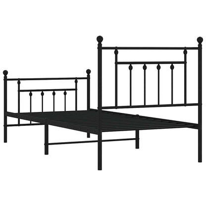 vidaXL Bed Frame | Black | Powder-Coated Steel | Single | Bed Frame