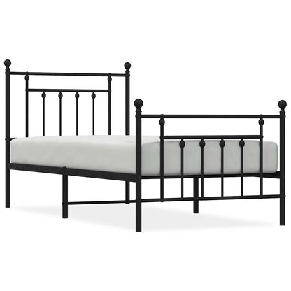 vidaXL Bed Frame | Black | Steel | Single | Bed Frame | Rectangular | Industrial