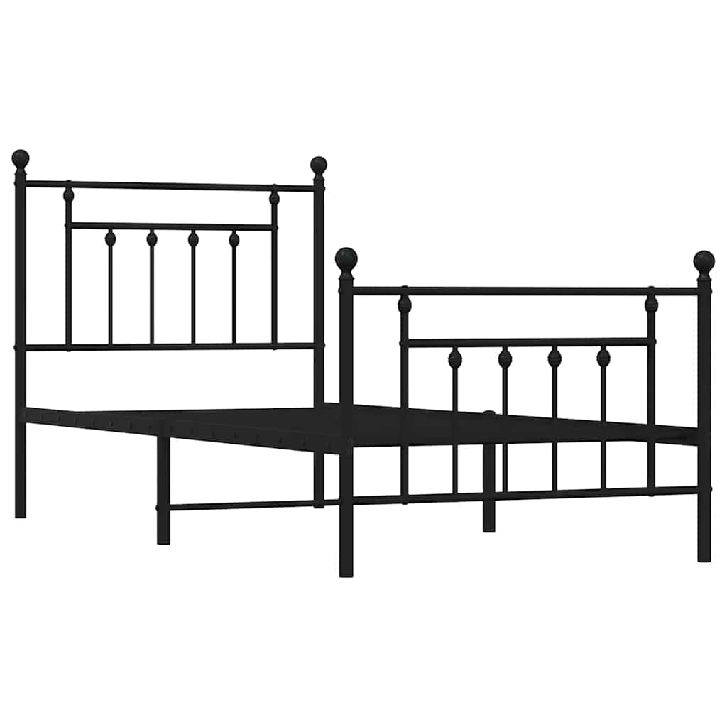 vidaXL Bed Frame | Black | Steel | Single | Bed Frame | Rectangular | Industrial
