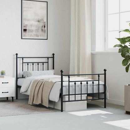 vidaXL Bed Frame | Black | Steel | Single | Bed Frame | Rectangular | Industrial