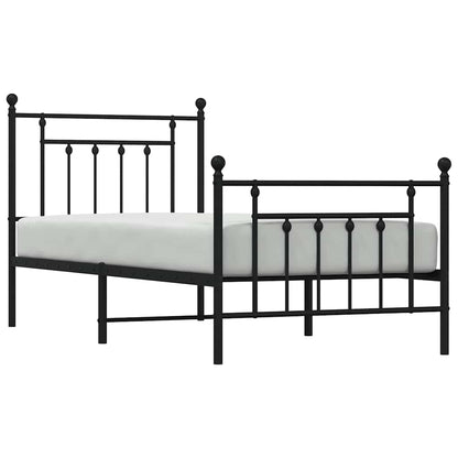 vidaXL Bed Frame | Black | Steel | Single | Bed Frame | Rectangular | Industrial